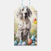 Englischer Setter mit Ostereiern Geschenkanhänger (Vorderseite)