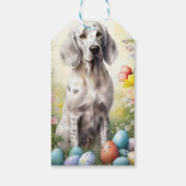 Englischer Setter mit Ostereiern Geschenkanhänger (Rückseite)