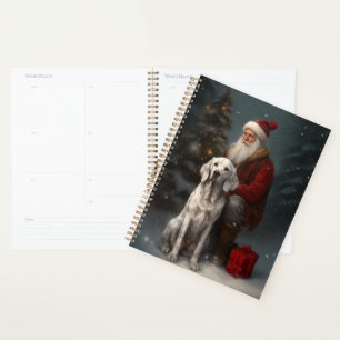 Englischer Setter mit Santa Claus Festive Weihnach Planer