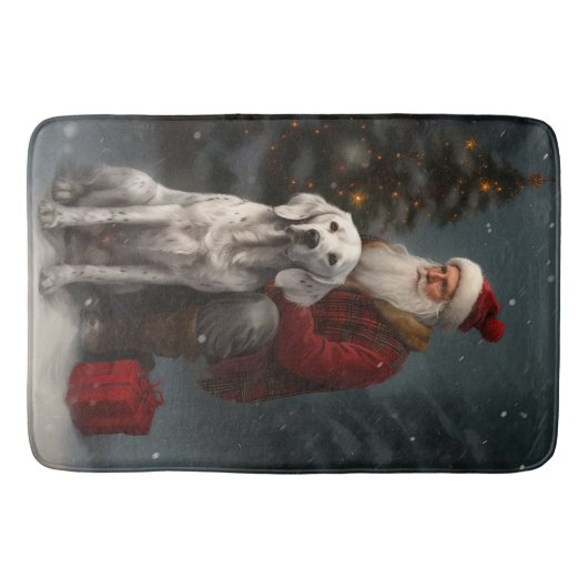 Englischer Setter mit Weihnachtsmann Weihnachten Badematte (Vorderseite)