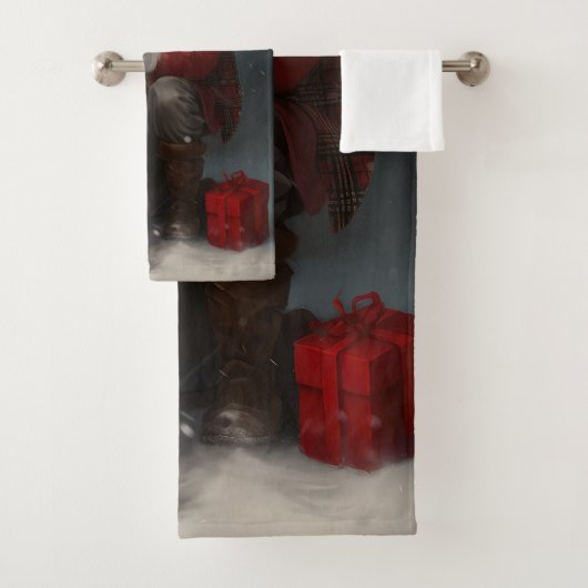 Englischer Setter mit Weihnachtsmann Weihnachten Badhandtuch Set (Insitu)