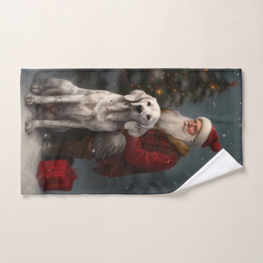 Englischer Setter mit Weihnachtsmann Weihnachten Badhandtuch Set (Handtuch)