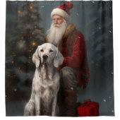 Englischer Setter mit Weihnachtsmann Weihnachten Duschvorhang (Vorderseite)