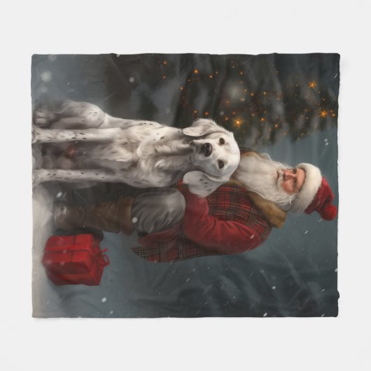 Englischer Setter mit Weihnachtsmann Weihnachten Fleecedecke (Vorderseite (Horizontal))