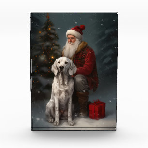 Englischer Setter mit Weihnachtsmann Weihnachten Fotoblock
