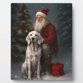 Englischer Setter mit Weihnachtsmann Weihnachten Fotoplatte (Vorderseite)