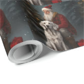 Englischer Setter mit Weihnachtsmann Weihnachten Geschenkpapier (Rolleneckpunkt)