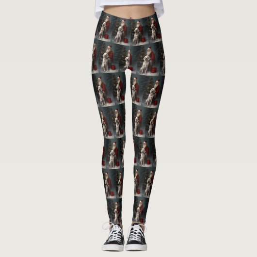Englischer Setter mit Weihnachtsmann Weihnachten Leggings (Vorderseite)