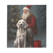Englischer Setter mit Weihnachtsmann Weihnachten Notizblock (Vorderseite)