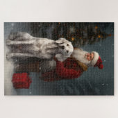 Englischer Setter mit Weihnachtsmann Weihnachten Puzzle (Horizontal)