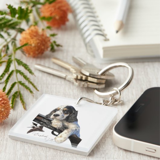 Englischer Setter, niedlicher T - Shirt Trucker Ha Schlüsselanhänger (Vorderseite rechts)