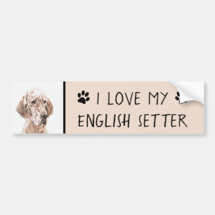 Englischer Setter Orange Belton Malerei Dog Art Autoaufkleber