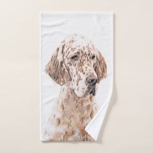 Englischer Setter Orange Belton Malerei Dog Art Badhandtuch Set (Handtuch)