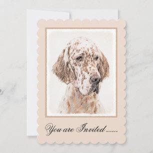 Englischer Setter Orange Belton Malerei Dog Art Einladung