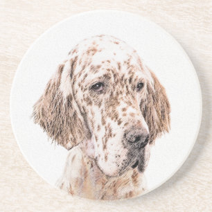 Englischer Setter Orange Belton Malerei Dog Art Getränkeuntersetzer