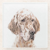Englischer Setter Orange Belton Malerei Dog Art Glasuntersetzer (Vorderseite)
