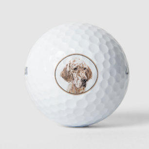 Englischer Setter Orange Belton Malerei Dog Art Golfball