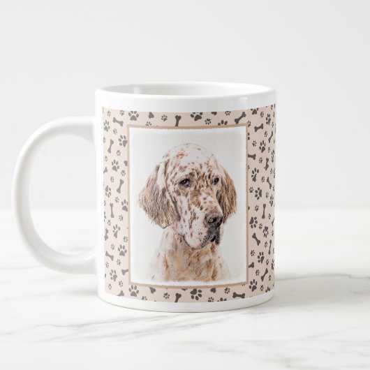 Englischer Setter Orange Belton Malerei Dog Art Jumbo-Tasse (Links)