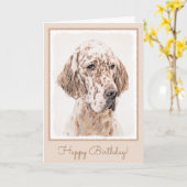 Englischer Setter Orange Belton Malerei Dog Art Karte (Gelbe Blume)