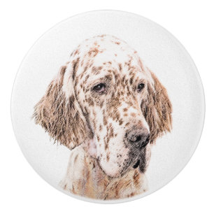 Englischer Setter Orange Belton Malerei Dog Art Keramikknauf