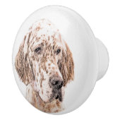 Englischer Setter Orange Belton Malerei Dog Art Keramikknauf (Rechts)