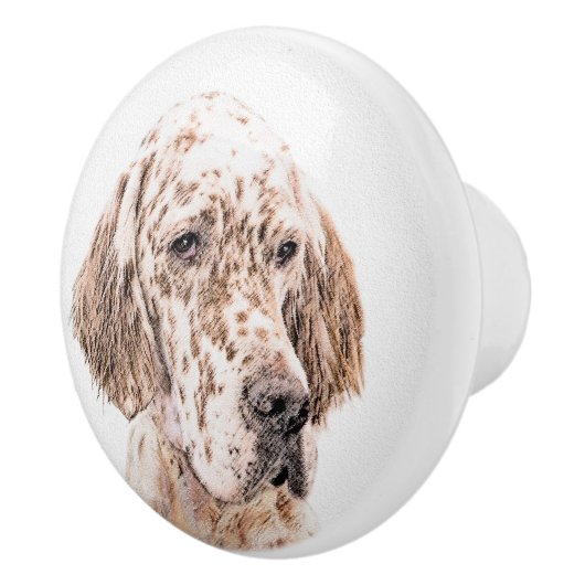 Englischer Setter Orange Belton Malerei Dog Art Keramikknauf (Rechts)