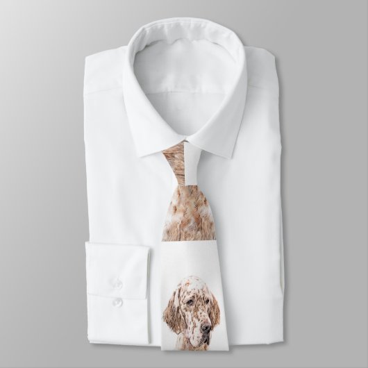 Englischer Setter Orange Belton Malerei Dog Art Krawatte (Gebunden)