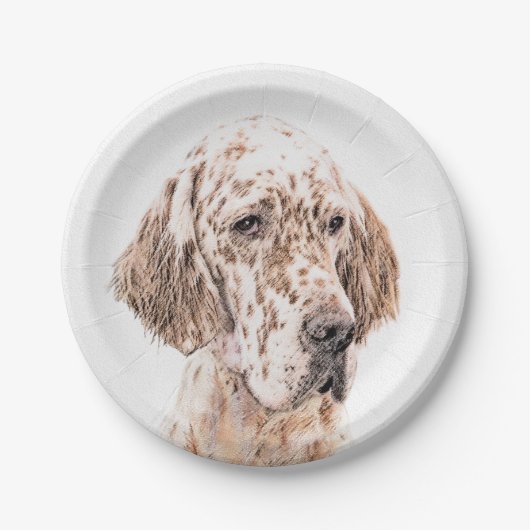 Englischer Setter Orange Belton Malerei Dog Art Pappteller (Vorderseite)