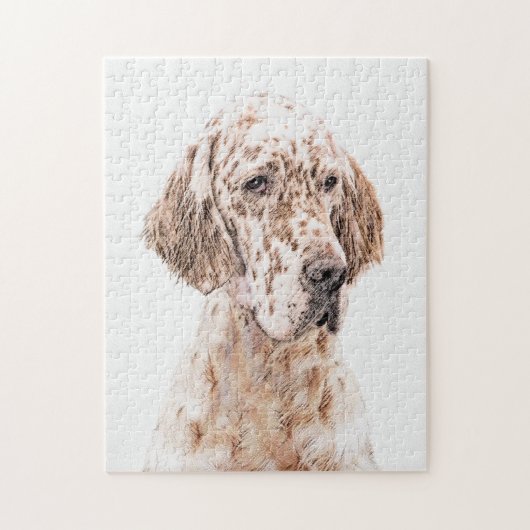 Englischer Setter Orange Belton Malerei Dog Art Puzzle (Vertikal)