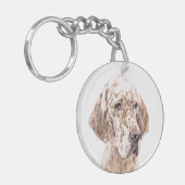 Englischer Setter Orange Belton Malerei Dog Art Schlüsselanhänger (Vorderseite links)