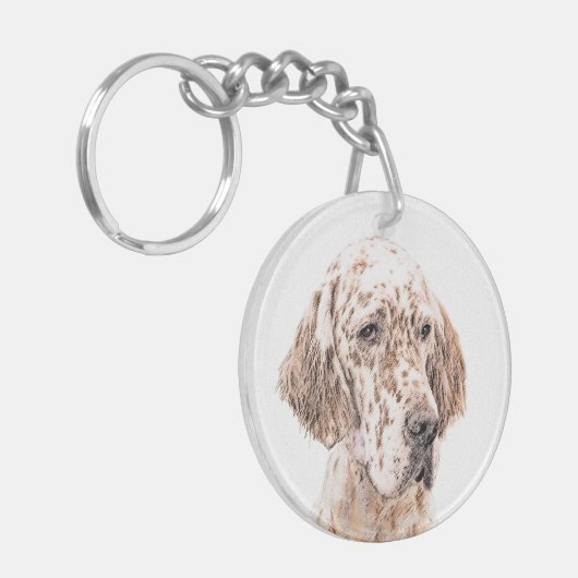 Englischer Setter Orange Belton Malerei Dog Art Schlüsselanhänger (Vorderseite links)