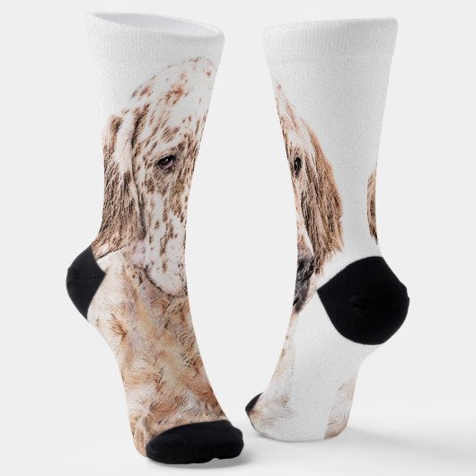Englischer Setter Orange Belton Malerei Dog Art Socken (Gewinkelt)