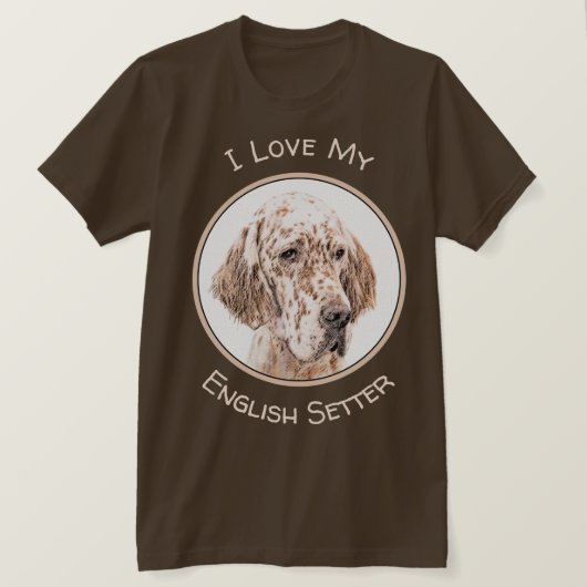 Englischer Setter Orange Belton Malerei Dog Art T-Shirt (Design vorne)
