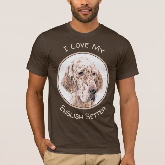 Englischer Setter Orange Belton Malerei Dog Art T-Shirt (Vorderseite)