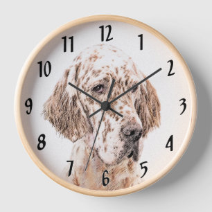 Englischer Setter Orange Belton Malerei Dog Art Uhr