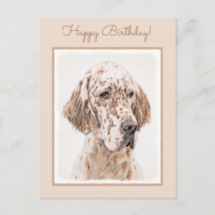 Englischer Setter Orange Belton Malerei Hundekunst Postkarte