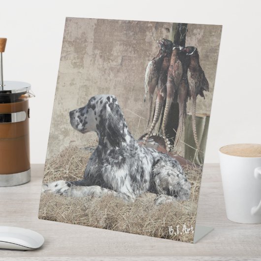 Englischer Setter, Pheasant Jägertester Poster Sockelschild (In Situ)