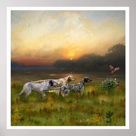 Englischer Setter, Vogeljagd Poster (Vorne)