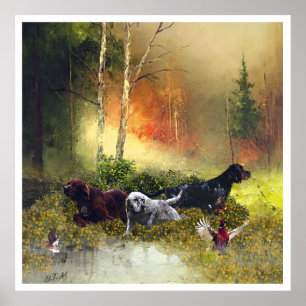 Englischer Setter, Vogeljagd Poster