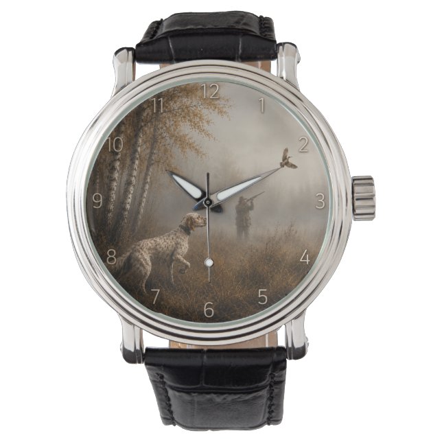 Englischer Setter, Waldschnepfenjagd Armbanduhr (Vorderseite)