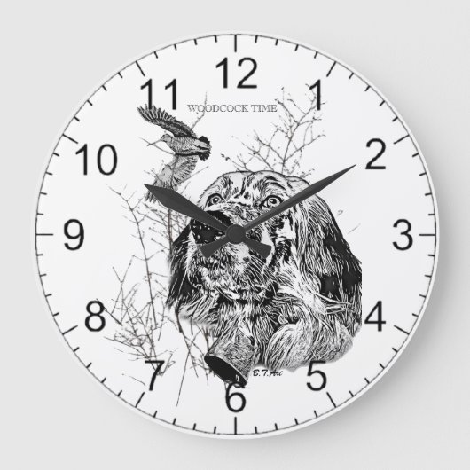 Englischer Setter, Waldschnepfenjagd Große Wanduhr (Vorderseite)