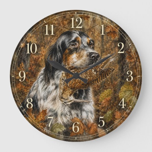 Englischer Setter, Waldschnepfenjagd Große Wanduhr (Vorderseite)