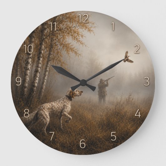 Englischer Setter, Waldschnepfenjagd Große Wanduhr (Vorderseite)