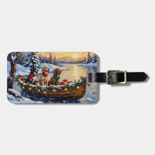 Englischer Setter Weihnachtsboot Urlaub Gepäckanhänger (Vorderseite horizontal)