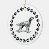 Englischer Setzer mit Pawprints Keramik Ornament (Links)