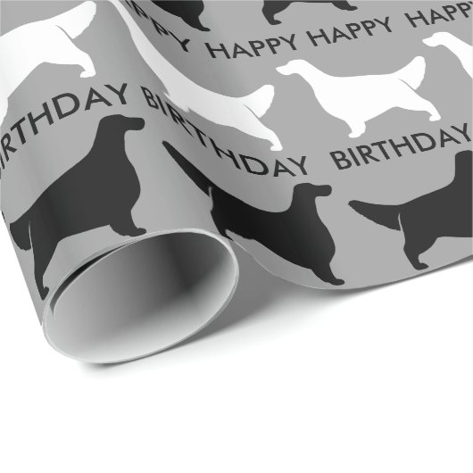 Englischer Setzer-Silhouette-Muster mit Text Geschenkpapier (Rolleneckpunkt)