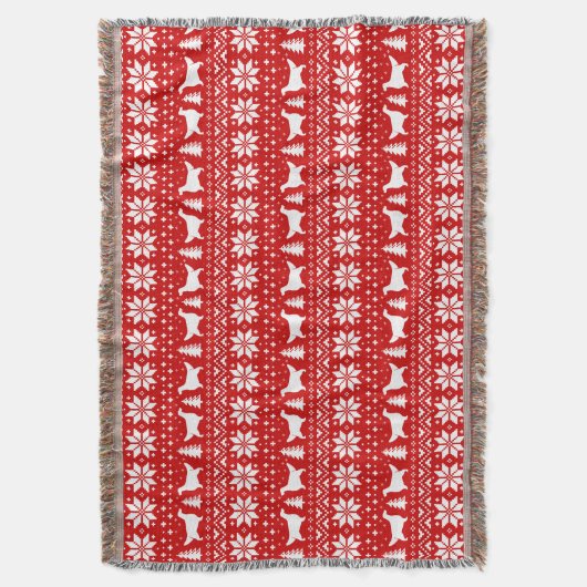 Englischer Setzer-Silhouette-Weihnachtsmuster-Rot Decke (Vorderseite Vertikal)