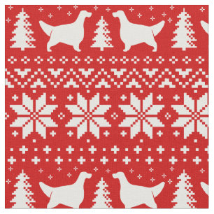 Englischer Setzer-Silhouette-Weihnachtsmuster-Rot Stoff