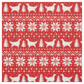 Englischer Setzer-Silhouette-Weihnachtsmuster-Rot Stoff (Muster)