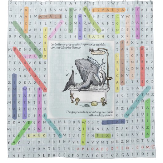 Englischer/spanischer Duschvorhang - einfach/Fácil (Vorderseite)